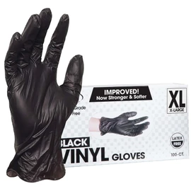 ForPro Disposable Vinyl Gloves, Black, Industrial Grade, Powder-Free, Latex-Free, Non-Sterile, Food Safe, 2.75 Mil. Palm, 3.9 Mil. Fingers, X-Large, 100-Count