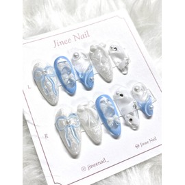 Objet Blue Nail Tips - Short Nose Pin / 오브제 블루 네일팁 - 숏코핀