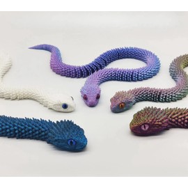 GemmiCho 3D Printed Snake, 3D Printed Fidget Toys Snake, 3D Printed Movable Animals, 3D Printed Toys, Home Office Decor Executive Desk Toy (Dark Blue)