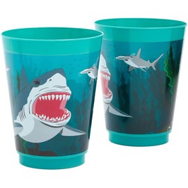 Blue Panda Shark Party Reusable Plastic Cups, 16 Pack