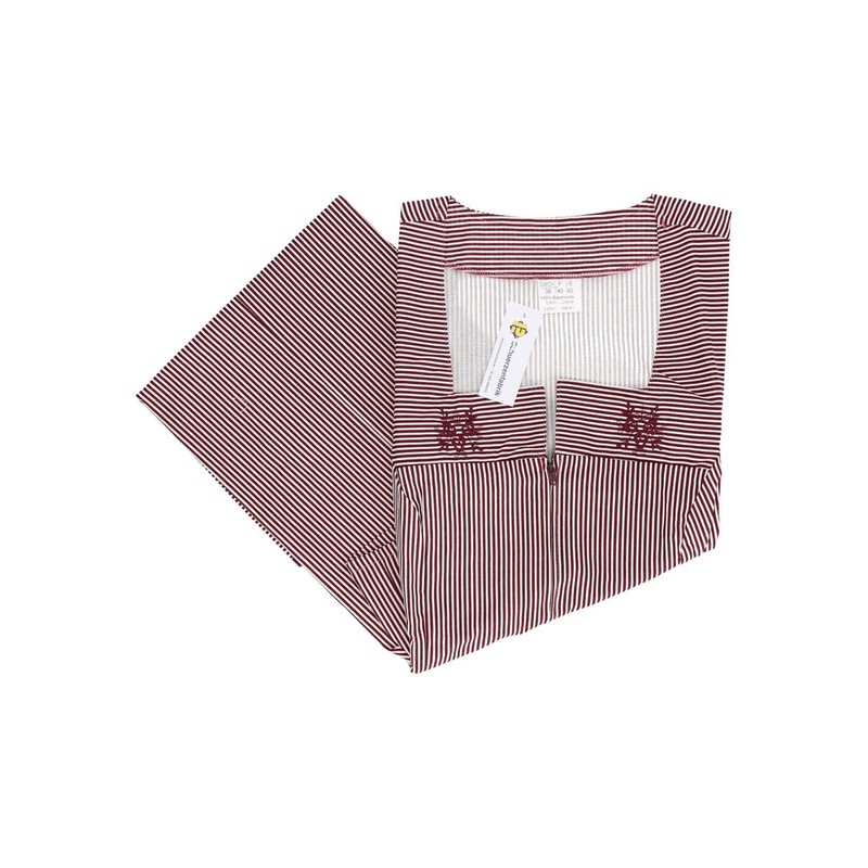 Zip Gown Striped House Dress Cotton Apron Cooking Apron, bordeaux