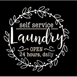 Laundry Room Decor Sticker for Washer & Dryer Self Service Laundry Fluff & Fold Vinyl Sticker Set Vinyl Mural, 13.5" (13.5")
