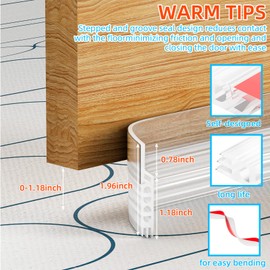 Door Draft Stopper, Door Sweep for Bottom of Door, Under Door Gap Filler, Weather Stripping Door Seal for Exterior & Interior Doors, Under Door Draft Blocker Soundproof/Insulator (Transparent, 78inch)