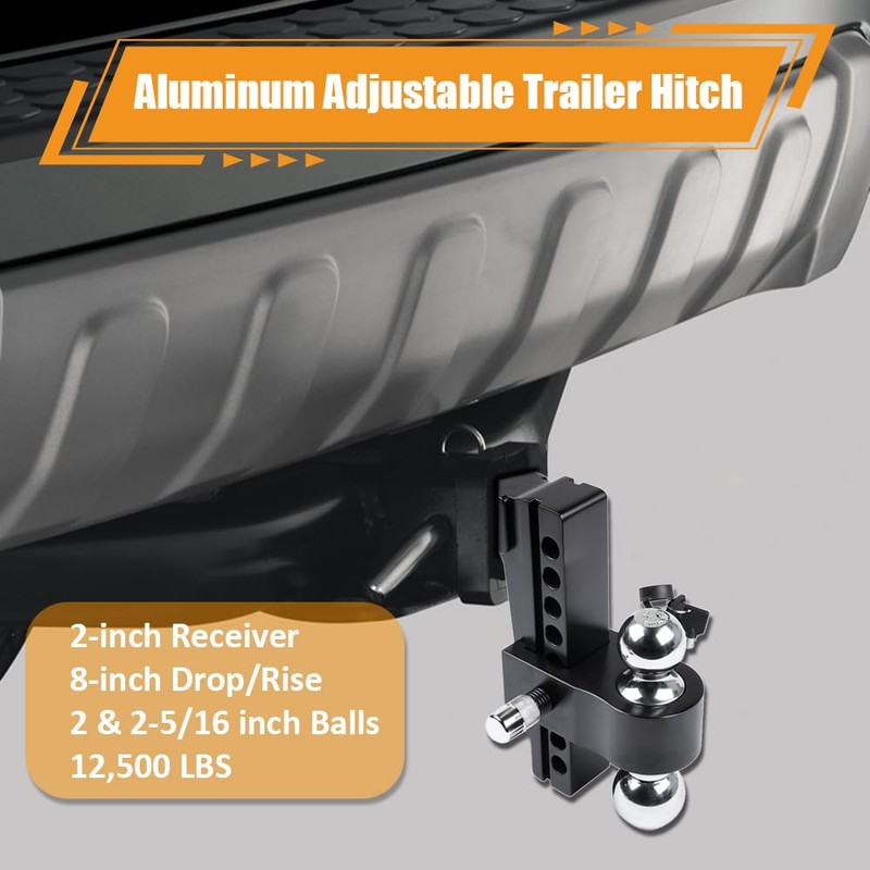 Black Aluminum Adjustable Trailer Hitch Replacement for Solid Tube Hitch