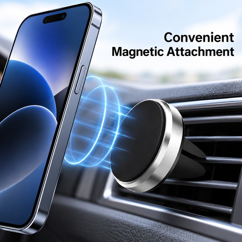 Magnetic Car Phone Mount for Air Vents – Compact Metal
