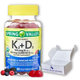 Spring Valley d3+k2 Gummies- Immune boosters for Adults 60 Count (Pack of 1), Boxed by Fusion Shop Store