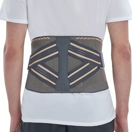 Copper Ion Lumbar Support Belt with Steel Plate for Running and Office Use Gray 55 + S