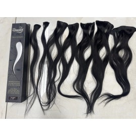 Diamante secret hair Human Hair 100% Pure Remy 7 Piece Hair Extensions, Colorable, Jet Black 20"