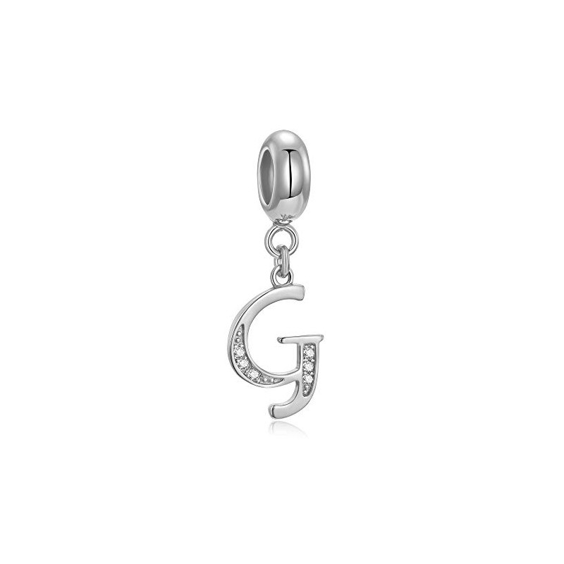 Genuine 925 Sterling Silver Alphabet Crystal Alphabet Beads Fit European