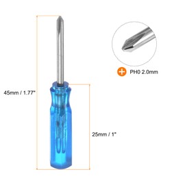sourcing map 2Pcs PH0 Mini Phillips Screwdriver 2mm Magnetic Cross Head 45mm Length for Small Appliances Repairs, Blue