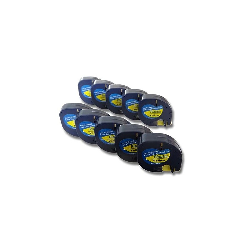 vhbw 10x Label Tape Cassette Compatible with Dymo LetraTag LT-100H,