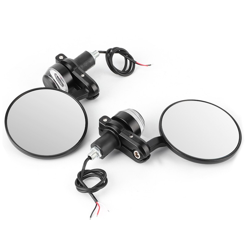 2pcs 7/8in Handlebar Rearview Mirrors with LED Turn Signal Amber