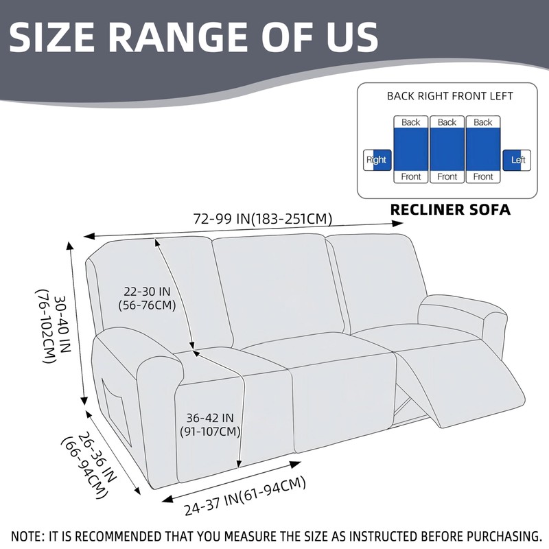 Genina Recliner Sofa Covers - Stretch Reclining Couch Covers with