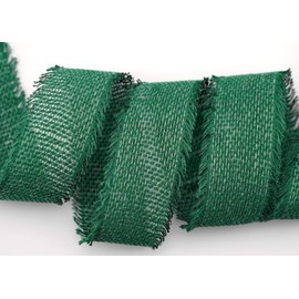 30 m x 40 mm Cotton Ribbon Dark Green Fir Green (59) Natural with Fringes Green Decorative Ribbon Grid Ribbon 100% Cotton Cross Stitch Ribbon Decorative Biodegradable Country House Mesh Ribbon