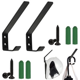 Helmet Hooks 2 Pack Stainless Steel Wall Mounted Helmet Holder Space Saving Multi-functional Hook Coat Hook Hat Storage Small Accessories Wall Mount Stand Easy Installation for