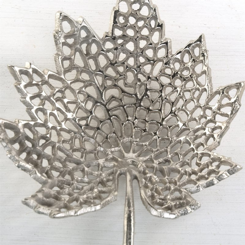 Decorative Leaf Bowl, Metal, Silver, 2 Sizes, Bowl in Leaf