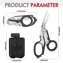 NCZCDZSW Trauma Scissors Multitool Rescue Scissors with 6 Practical Functions Foldable Scissor Pliers with Holster Raptor Response Emergency Scissors Tactical Folding Pliers for Outdoor Camping Rescue