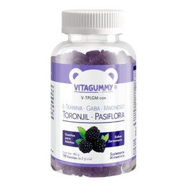 Gomitas V-TPLGM de L-Teanina, GABA, Magnesio, Toronjil y Pasiflora con 90 gomitas de 2gr c/u