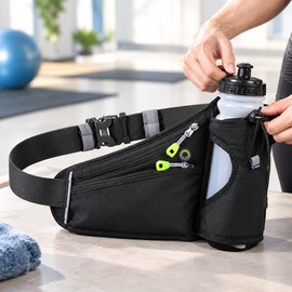 Running Waist Belt for Hands-Free Workouts – Adjustable Sports Fanny Pack with Water Bottle Holder for Running, Hiking & Cycling