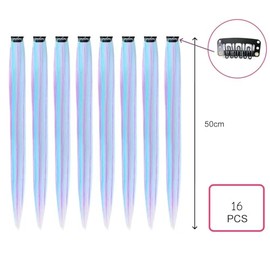 Extensiones de Clip para Cabello, 16 Piezas, 55 cm, 3 Colores
