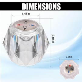 Ryutain Crystal Glass Faucet Handle, Hot and Cold Temperature Control, Diamond-Cut Design, Compatible with Delta Faucet RP2389, Suitable for Single-Handle Faucets.