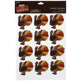 Fantastic Fall Miniature Thanksgiving Turkeys Adhesive Foam Stickers - 12 Pieces
