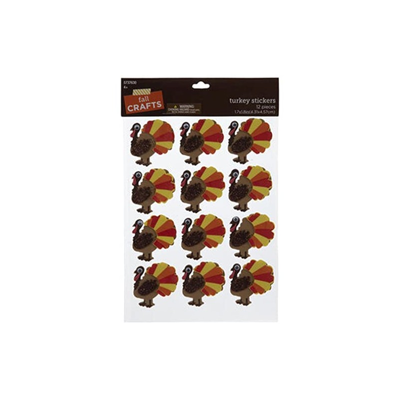 Fantastic Fall Miniature Thanksgiving Turkeys Adhesive Foam Stickers - 12