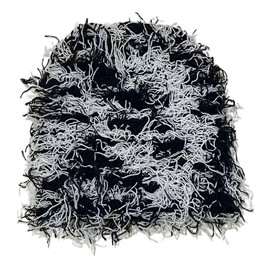 CORIRESHA Unisex Distressed Beanie Fuzzy Knitted Hat Winter Warm Outdoor Cap, Black White, One Size