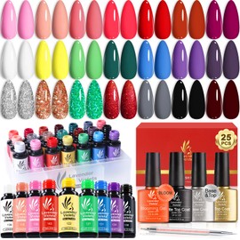 Lavender Violets Gel Nail Polish Set,Base,Glossy n Matte Top Coat,Blooming Gel Liner Pen Classical Solid Colors Nude Red Blue Glitter Sliver Green Gold French Nail Art Gifts for Women UV Varnish C997