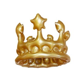Crown Inflatable in Gold in Two Sizes for Carnival, Party, JGA, Kohlkönig, gold