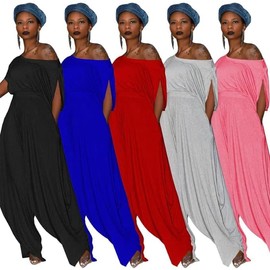 heyheyshine Hip Hop Women 2pcs Set Off Shoulder T-Shirt Tops and Loose Haren Pants Suit Sweatsuit Tracksuit Two Piece Set (Orange, XXL)