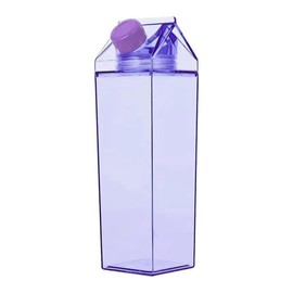 Jinberry 500ml/17oz Cute Leakproof Clear Milk Carton Water Bottle Portable Drinkware for Outdoor Climbing Tour or Camping