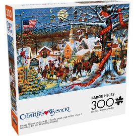 Buffalo Games - Charles Wysocki - Small Town Christmas - 300 Piece Holiday Jigsaw Puzzle - Larger Shapes, Easy to Grip - Perfect for Adults, Seniors, Kids - Festive Winter Artwork - Great
