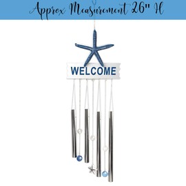 Starfish Nautical Wind Chime - Welcome Sign - Ocean Theme - Garden Chimes for Home Decoration - Beach House - Patio - Garden - Porch - 26" Long
