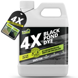 32oz Reflective Black Pond Dye, 4X Concentrate Pond Dye Black, Natural Looking and Long Lasting Liquid Lake Colorant, Protects Against Sunlight - Ideal for Fish, Birds, and Wildlife