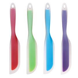 Nonstick Silicone Knife Shaped Flexible Kitchen Spatula Scraper Turner,Kitchen Cooking Utensils With Nylon Core (Mixed colors Set of 4)