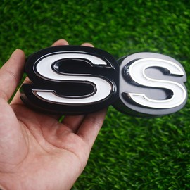 1Pc 1970 Chevy Chevelle El Camino Super Sports SS Front Grille Emblem with Retainers Replacement for SS (Silver Black White)