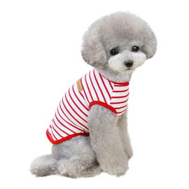 Pet Dog Striped T-Shirt for Small Dogs Cat Clothes Summer Cotton Shirt Puppy Clothes Sleeveless Vest Short Shirts, S-XXL (Red, M)