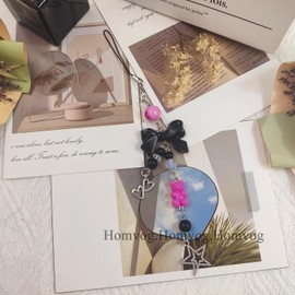 cioatu 1-4PCS Cute Phone Charms Aesthetic Y2K Cellphone Charms Strap Pink Strawberry Butterfly Star Phone Charm Y2K Accessories for Bag Keychain Airpods Camera Pendants Decor (1x Rose Bear)