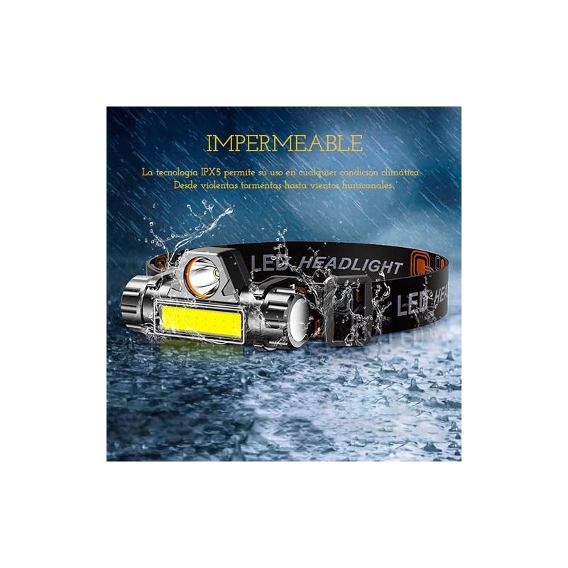 CREADY Pack de 2 linternas LED recargables Linterna frontal con