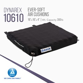 Dynarex 10610 Ever-Soft Air Cushion, Wheelchair Cushion to Prevent & Relieve Painful Pressure Wounds and Increase Seated Comfort, 300 lb Weight Capacity, Black, 16" x 16" x 4"