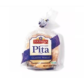 White Toufayan Classic White Pita Bread | Vegan | Kosher (2 Pack, 12 Pitas Total)