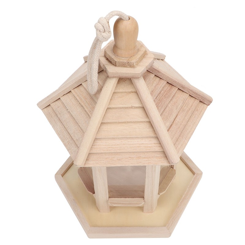 Outdoor Durable Wooden Plastic Hanging Transparent Bird Feeder House Food