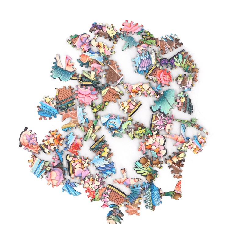 100 Piece Wooden Animal Jigsaw Puzzle Round Shaped Educational Hand