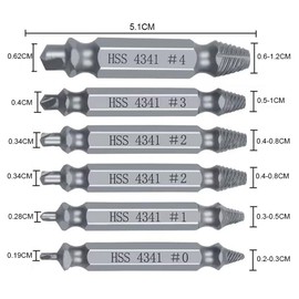 12pcs Titanium Damaged Screw Extractor Set, Remover for Stripped Head Screws Nuts & Bolts Drill Bit Tools Multifunctional Split Head Screw Remover