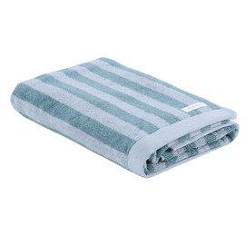 Tom Tailor Bath Towel, 70 x 140 cm, 100% Cotton/Terry Towel, with Hanger, Colour Bath Towels, Medium Stripes, Turquoise (Fresh Sage & Smokey Sage)