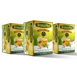 BRONCOMIEL Herbal Tea Bags (3 boxes with 20 bags each) - Soothing Honey-Flavoured Blend with Eucalyptus, Ginger & Lemon - Easy to Prepare - Herbal Supplement (3)