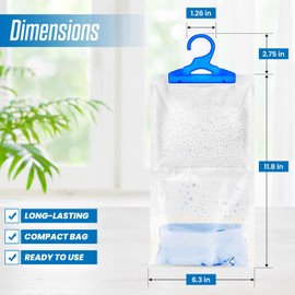 x5 Disposable Wardrobe Dehumidifier Hanging Bags - Specially Designed to Remove Moisture from Wardrobes - Absorbs Damp, Moisture & Condensation Fast & Effectively (Un-Scented)