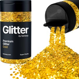 Gold Glitter Super Chunky 115g/4.1oz Metallic Resin Craft Glitter Flake Sequins for Epoxy Tumblers Hair Face Body Eye Glitter Nail Art Festival DIY Party Decorations