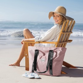 G4Free Beach Tote Bag Waterproof Sandproof Shoulder Bag Beach Bag Large Sports Bag Shopping Bag for Women, pink